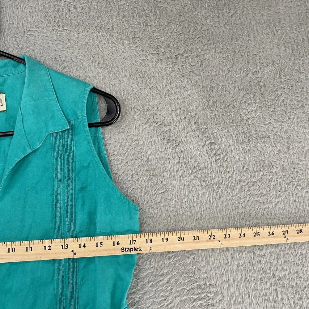 Mojito Linen Dress Womens Medium Turquoise‎ Blue Sleeveless Belted Cruise Resort